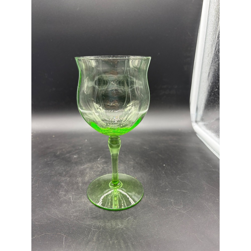 Vintage Uranium Glass Wine Goblet‎